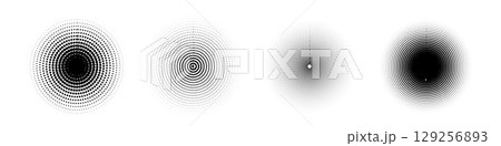 Set of Halftone circle dotted circularly distributed. Abstract dots logo emblem design element. Round elements using random halftone circle dot texture. Half tone circular background pattern. Vector Set of Halftone circle dotted circularly distributed. Abstract dots logo emblem design element. Round elements using random halftone circle dot texture. Half tone circular background pattern. Vector 129256893