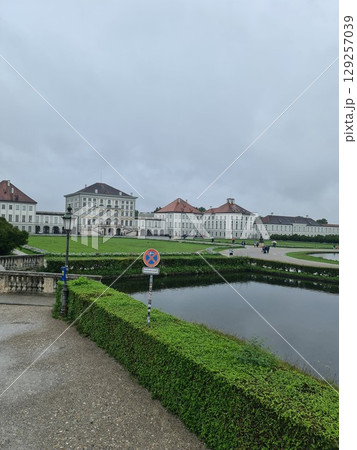 Munich, Germany - July 26, 2025: Nymphenburg Palace, a Baroque palace situated in Munich's western district Neuhausen-Nymphenburg, in Bavaria 129257039