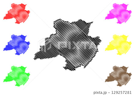 Porrentruy District (Switzerland, Swiss Confederation, Republic and Canton of Jura) map vector illustration, scribble sketch Bezirk Pruntrut map 129257281