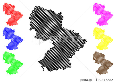 Prattigau Davos District (Switzerland, Swiss Confederation, Canton of Grisons, Graubunden) map vector illustration, scribble sketch Prattigau Davos Region map 129257282