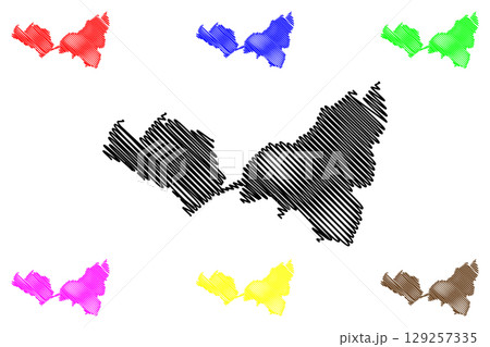 Riviera-Pays-dEnhaut District (Switzerland, Swiss Confederation, Canton of Vaud, Waadt or Vod) map vector illustration, scribble sketch Bezirk Riviera-Pays-d'Enhaut map 129257335