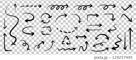 Vector pen hand drawn arrows set black and white 129257495