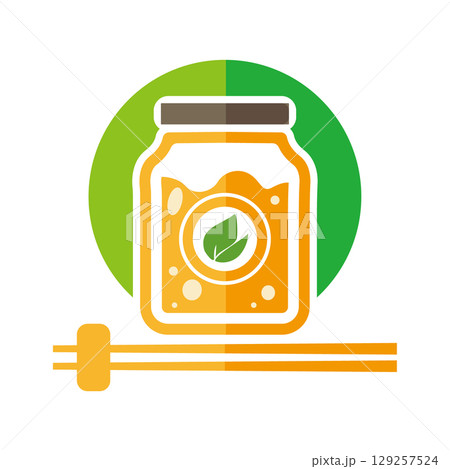 ナチュラルはちみつのロゴ風イラスト｜オーガニック風デザイン素材 129257524