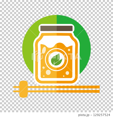 ナチュラルはちみつのロゴ風イラスト｜オーガニック風デザイン素材 129257524