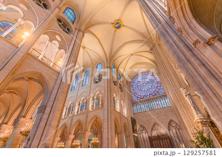 Notre-Dame cathedral, central nave, Paris, France Notre-Dame cathedral, central nave, Paris, France 129257581