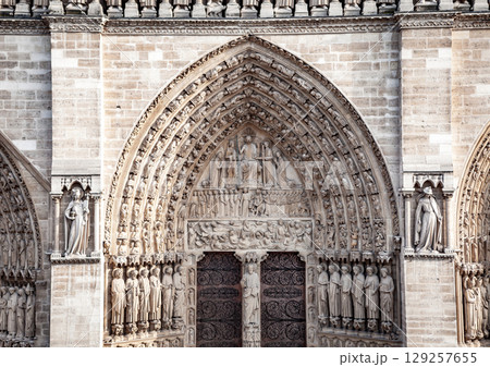 Notre-Dame cathedral, exteriors, Paris, France Notre-Dame cathedral, exteriors, Paris, France 129257655