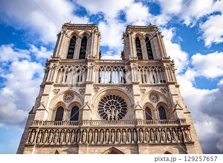 Notre-Dame cathedral, exteriors, Paris, France 129257657