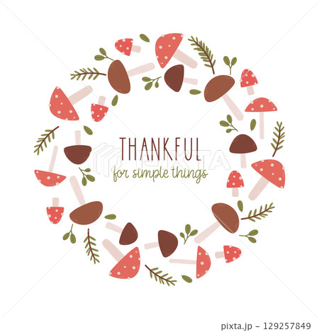 Autumn wreath with mushrooms 129257849