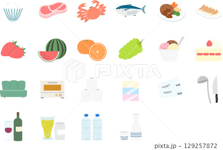 ふるさと納税 - 返礼品カテゴリ ベクターアイコンセット 129257872