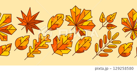 Pattern with autumn leaves. Background with various foliage. 129258580