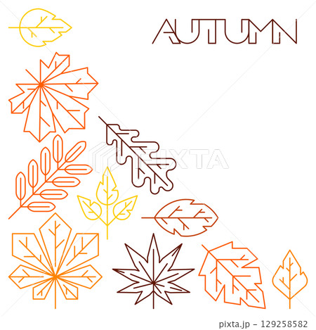 Background with autumn leaves. Illustration with various foliage. 129258582