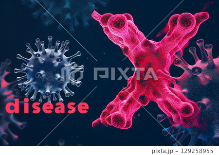 Disease X conceptual composition with coronaviruses for new pandemic topic. 129258955