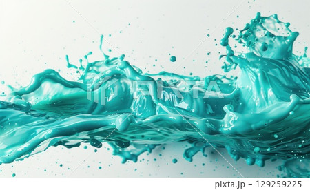 Electric blue fluid on white canvas creates a stunning geological art piece 129259225