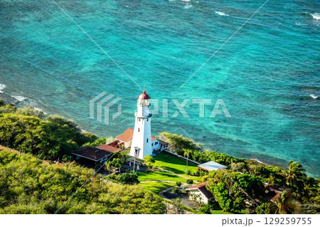 Honolulu Diamond head Lighthouse aerial view, Oahu, Hawaii Honolulu Diamond head Lighthouse aerial view, Oahu, Hawaii 129259755