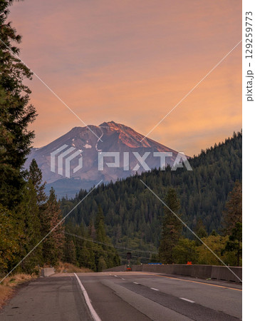 highway and roads scenes near shasta mountain northern california 129259773