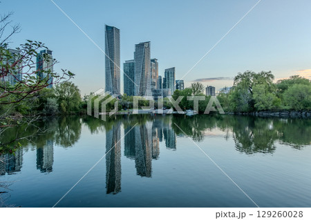 Etobicoke, Ontario, Canada high rise cityscape on Lake Ontario at sunrise 129260028