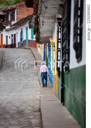 Beautiful streets of the colonial town of Concepcion in Antioquia, Colombia. Beautiful streets of the colonial town of Concepcion in Antioquia, Colombia. 129260862