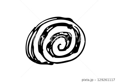 モノクロ手描きイラスト パンオレザン モノクロ手描きイラスト パンオレザン 129261117