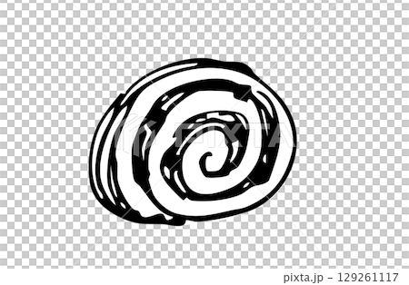 モノクロ手描きイラスト パンオレザン モノクロ手描きイラスト パンオレザン 129261117