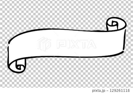 Monochrome hand-drawn illustration ribbon 129261118