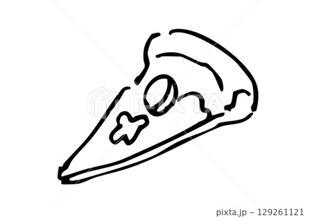 モノクロ手描きイラスト ピザ モノクロ手描きイラスト ピザ 129261121