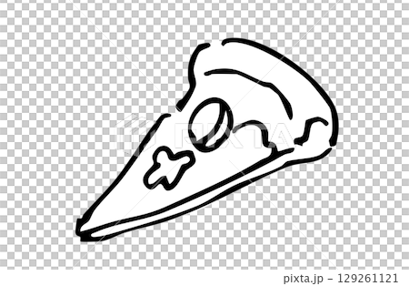 モノクロ手描きイラスト ピザ モノクロ手描きイラスト ピザ 129261121