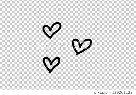 モノクロ手描きイラスト　ハート 129261122