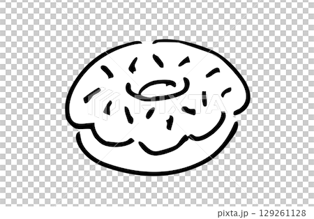 甜甜圈的單色手繪插圖 129261128