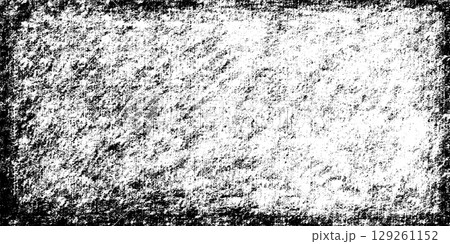 Rough grain texture frame in black and white. Grain textured background with rough paper pattern. Ideal for packaging, posters, branding, print 129261152