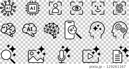 AI artificial intelligence icon 01 black and white 129261167