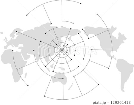 世界地図と歯車の連動で動く世界経済 129261418