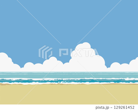 夏の海、入道雲、夏イメージの背景素材 129261452
