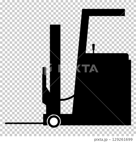 Monochrome illustration of a reach forklift 129261699