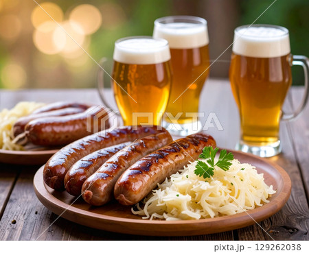 炒めたソーセージ 炒めたソーセージ 129262038