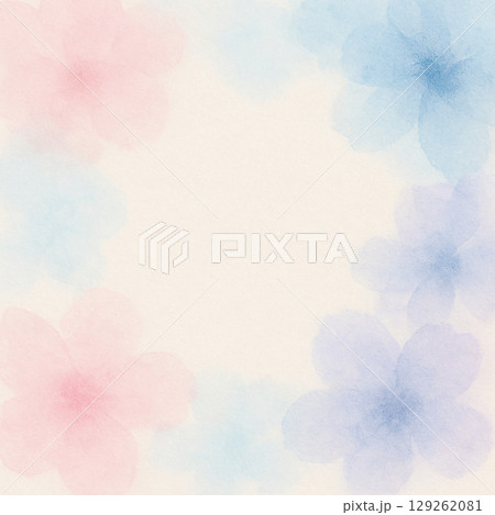 やさしいパステル花の水彩背景フレーム(ブルー・ピンク系) やさしいパステル花の水彩背景フレーム(ブルー・ピンク系) 129262081