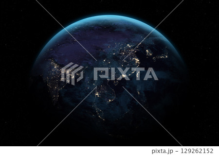 Planet Earth. Eastern hemisphere. Space scene. Planet Earth. Eastern hemisphere. Space scene. 129262152