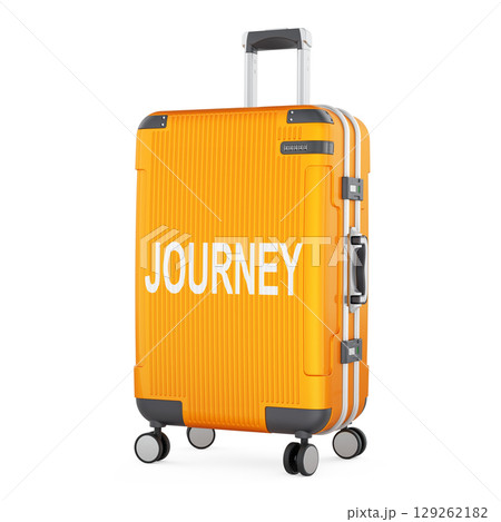Journey concept with suitcase. 3D rendering Journey concept with suitcase. 3D rendering 129262182
