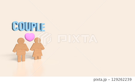 The Wood plate woman and man for couple concept 3d Rendering. 129262239