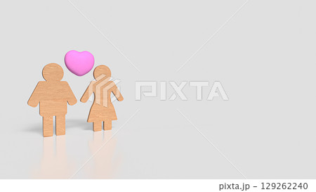 The Wood plate woman and man for couple concept 3d Rendering. 129262240