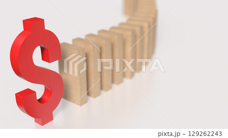 The Red Dollar and domino for Business concept 3d Rendering. 129262243