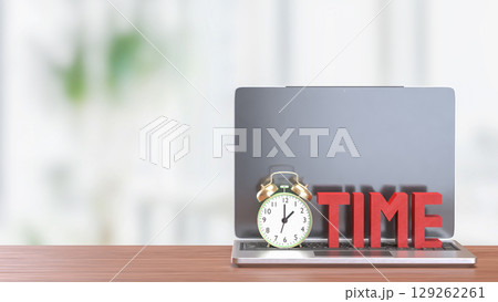 The Alarm clock and Text for Time concept 3d Rendering. The Alarm clock and Text for Time concept 3d Rendering. 129262261