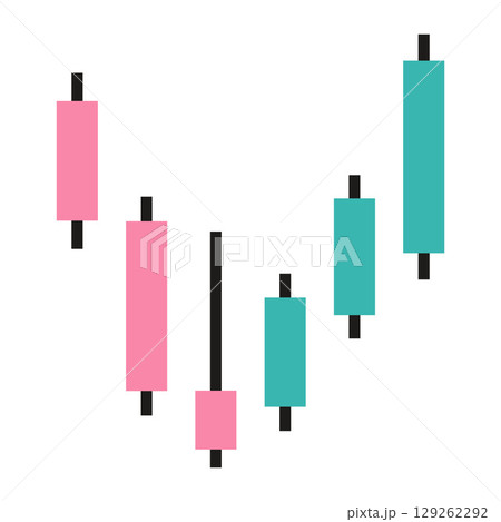 Candlestick chart used in stock and crypto trading to show market dynamics and price action. Modern vector illustration isolated on white background, flat design 129262292