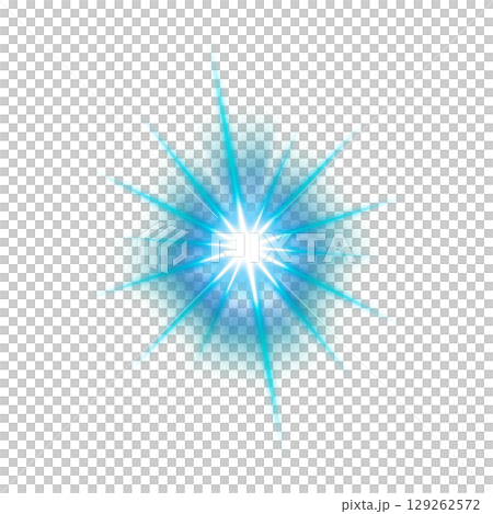 藍色發光的尖銳輻射爆發（透明背景） 129262572
