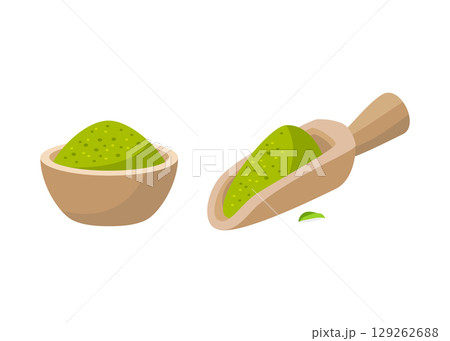 Japanese matcha green tea powder stock illustration Japanese matcha green tea powder stock illustration 129262688
