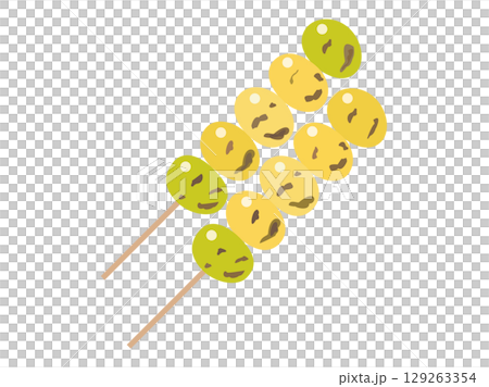 An illustration of grilled ginkgo nuts 129263354