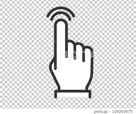 Finger icon with ripples indicating tap (Line art, simple) | Vector Finger icon with ripples indicating tap (Line art, simple) | Vector 129263675