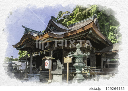 水彩画風 こんぴらさん 三穂津姫社 香川県琴平町 水彩画風 こんぴらさん 三穂津姫社 香川県琴平町 129264183