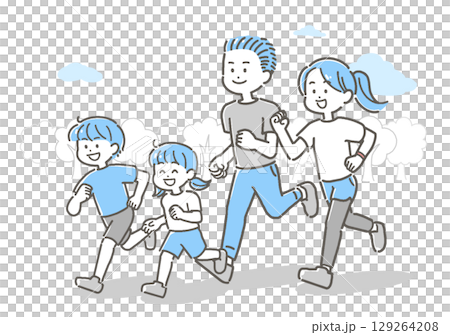 Illustration of a family jogging outdoors 129264208