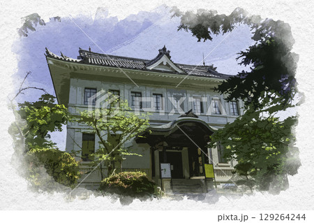 水彩画風 こんぴらさん 宝物館 香川県琴平町 水彩画風 こんぴらさん 宝物館 香川県琴平町 129264244