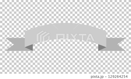 アーチ型シンプルなリボン見出しタイトル素材　グレー灰色　ベクター　透過png透明 129264254